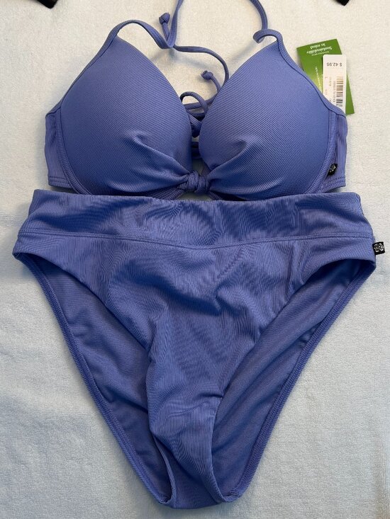 La Vie En Rose Other - NWT Ribbed Bikini Set Purple Lavender Two Piece Swimsuit Womens Adjustable Top